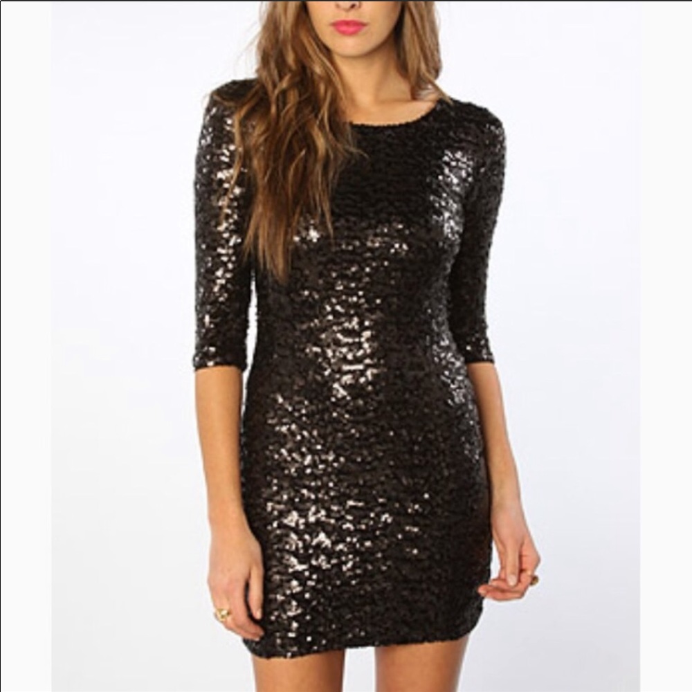 Short black sequin dress